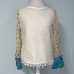 Cream Top with Decorative Sleeves